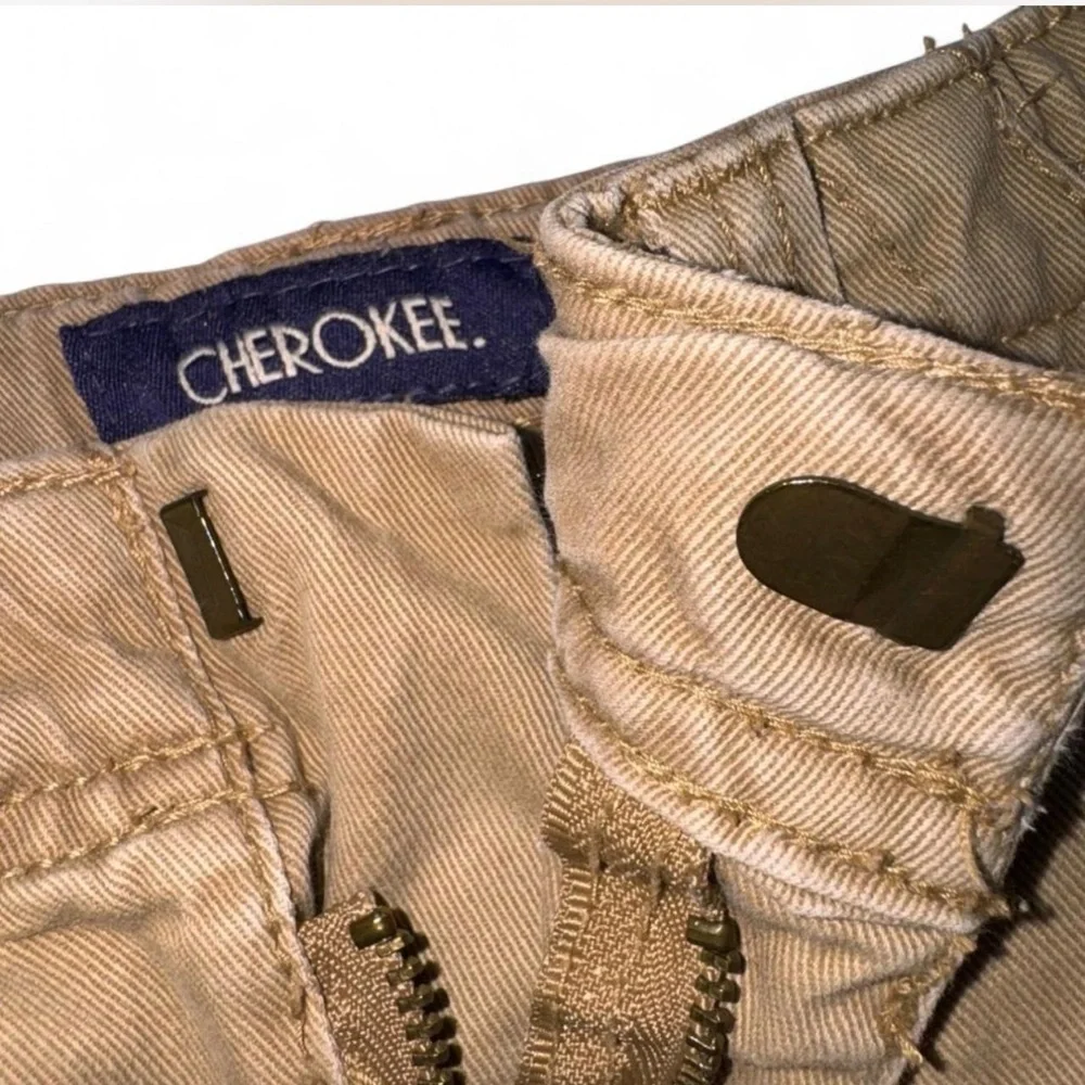 Cherokee Boys Khaki Cargo Shorts Size 5 Tan Adjustable Waist